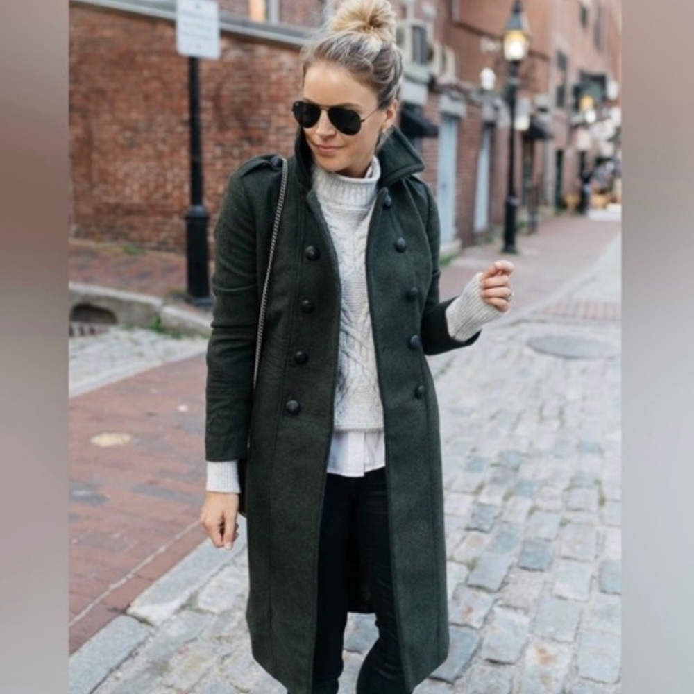 Banana Republic Dark Green Double-Breasted Coat